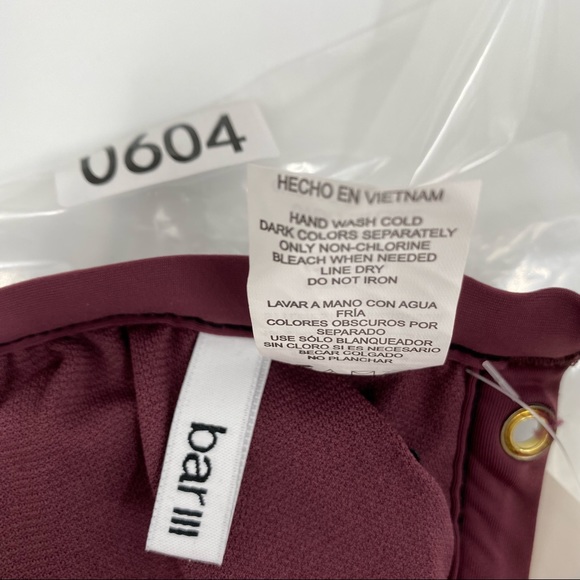 Bar III Ribbed Grommet Halter Triangle Bikini Swim Top Burgundy Size Small NEW - Picture 10 of 11